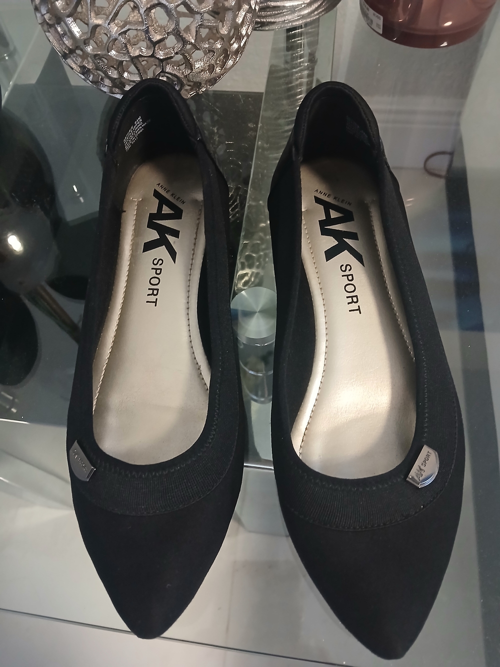 Anne Klein Black Pointed Slip-On Ballet Flats